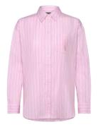 Relaxed Fit Striped Broadcloth Shirt Pink Lauren Ralph Lauren