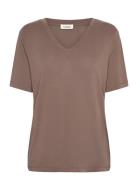 Slcolumbine Loose Fit V-Neck Ss Brown Soaked In Luxury