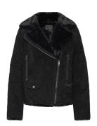 Awa Shearling Suede Biker Black Jofama