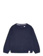 Round-Neck Knitted Sweater Navy Mango