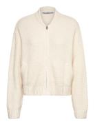 Knitted Jacket With Zip Cream Mango