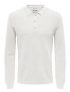 Onsphill Reg 12 Rib Ls Polo Knit White ONLY & SONS