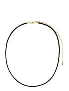 Charm Leather Cord Necklace Black Pilgrim