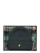 Checked Lambswool Scarf And Beanie Set Khaki Lyle & Scott