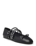 Studded Ballet Flats With Straps Black Mango