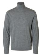 Slhtray Ls Knit Merino Roll Neck Noos Grey Selected Homme