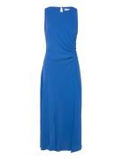 Midi-Dress With Draped Detail Blue Mango