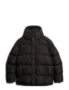 Hooded 5 Baffle Sports Puffer Black Superdry