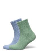 2P Ino Solid Fluffy Socks Green Hunkemöller