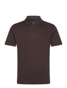 Slhreg-Dan Ss Zip Polo Brown Selected Homme