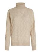 Soft Wool Cable Roll-Nk Sweater Cream Tommy Hilfiger