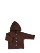 Cardigan Bouclé Merino Wool W. Buttons And Hoodie Brown Smallstuff