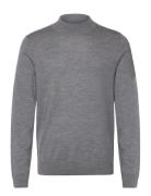 Slhtray Ls Knit Merino Mock Neck Noos Grey Selected Homme