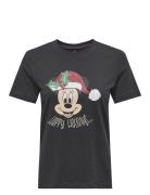 Onlmickey Life Reg S/S Top Box Xmas Jrs Black ONLY