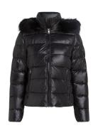 Gloss Down Tyra Jkt With Fur Black Tommy Hilfiger