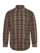 Custom Fit Plaid Brushed Flannel Shirt Green Polo Ralph Lauren