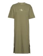 Monogram Logo T-Shirt Dress Khaki Calvin Klein Jeans