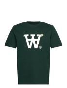 Wwace Big Logo & Badge T-Shirt Green Double A By Wood Wood