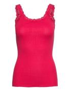 Silk Top W/ Lace Red Rosemunde