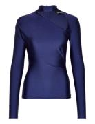 Stretch Jersey Draped Long Sleeve Top Navy HAN Kjøbenhavn