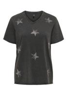 Onllucy Life Star S/S V-Neck Cs Top Black ONLY