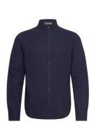 Reg Herringb Flannel Shirt Navy GANT