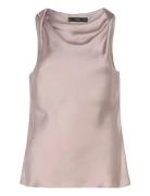 Draped Neck Satin Top Pink Mango