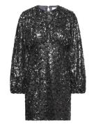 Alexandra Balloon Sleeve Sequin Mini Dress Grey Malina