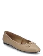 Leather Ballet Flats Beige Mango