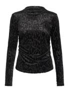 Leopard-Print Long-Sleeved T-Shirt Black Mango