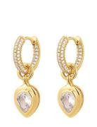 The Pear Double Bezel Charm Huggies- Gold Gold LUV AJ