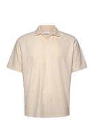 V-Neck Jacquard Polo S/S Cream Lindbergh