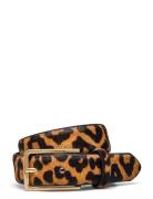 Leopard Fur Leather Belt Brown Mango