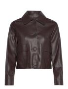 Leather-Effect Jacket With Pockets Brown Mango