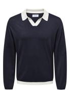 Onsadrian Reg 12 Ls Contrast Polo Knit Navy ONLY & SONS