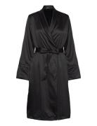 Robe Long Satin Fleece Black Hunkemöller