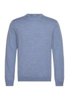 100 % Merino Crew Neck Knit Blue Lindbergh Black