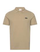 Stretch Pique Slim Button Polo Beige Calvin Klein