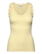 Rwbeatha Sl V-Neck Lace Top Yellow Rosemunde