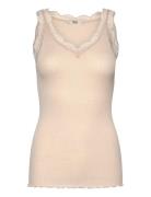 Rmwbalta Sl Regular V-Neck Top Beige RM By Rosemunde