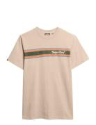 Venue Logo Stripe Relaxed Tee Beige Superdry