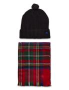 Logo Jacquard Scarf & Beanie Set Red Lauren Ralph Lauren