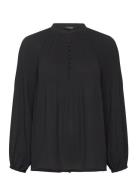 Pleated Georgette Blouse Black Lauren Ralph Lauren