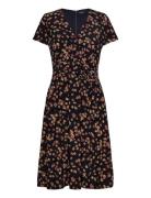 Floral Stretch Jersey Surplice Dress Navy Lauren Ralph Lauren