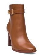 Bailey Burnished Leather Bootie Brown Lauren Ralph Lauren