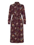 Belting-Print Crepe Shirtdress Burgundy Lauren Ralph Lauren