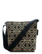 Small Shoulder Bag Straw Diamond Black Black Ceannis