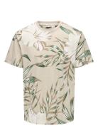 Onsklop Reg Ss Floral Tee Noos Beige ONLY & SONS