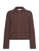 Polo-Neck Knitted Jacket Brown Mango