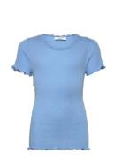 Rkbalta Modal Ss Lace T-Shirt Blue Rosemunde Kids